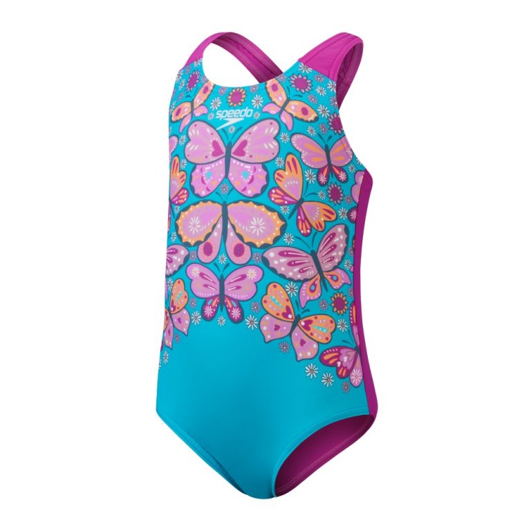 Speedo Girls Digital Printed sundbolur - Blár/Fiðrilda