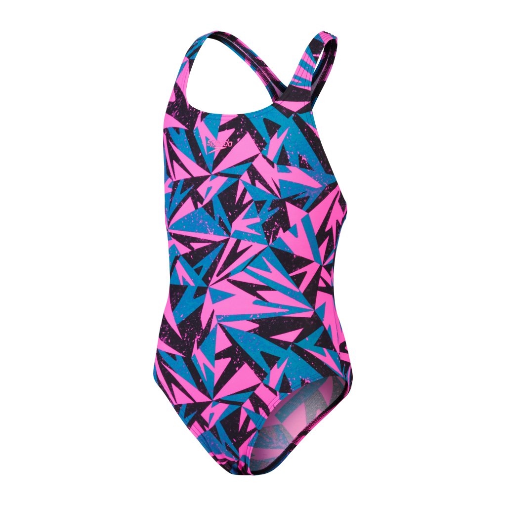 Speedo Girls Allover Medalist sundbolur Bleikt/Blátt mynstur