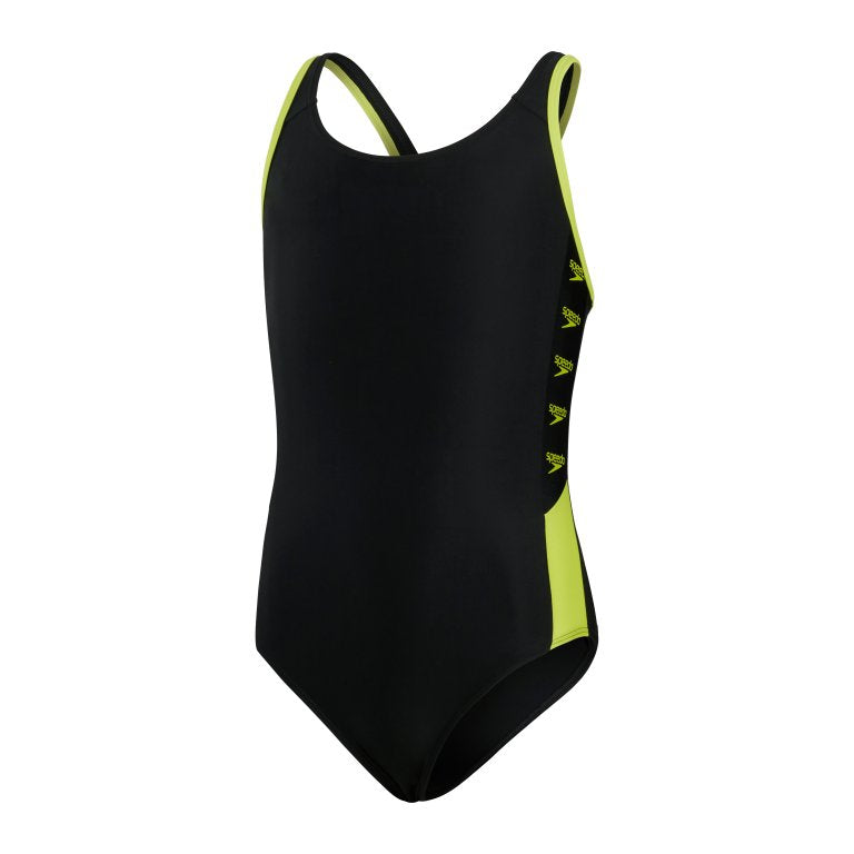 Speedo Girls Boom Logo sundbolur - Svartur/Gulur